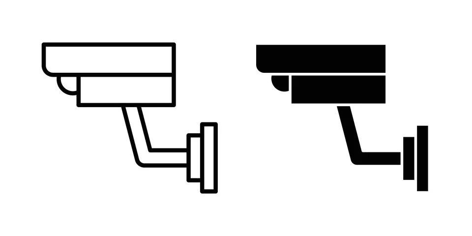 Security camera icon symbol. Flat and Stroke Vector illustration Illustrazione stock