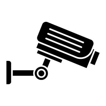 Security camera icon, vector illustration, black sign on isolated background Illustrazione stock