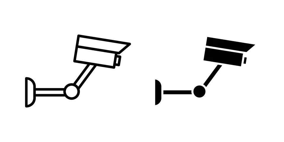 Security camera icon vector, symbol, logo illustrations Stock Illustration