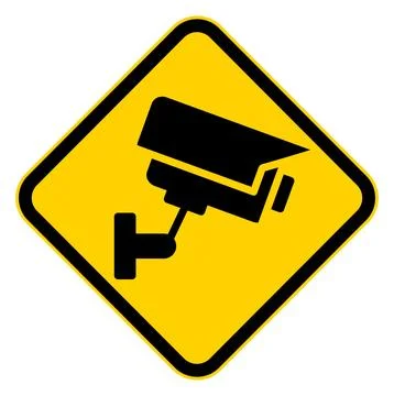 Security Camera Icon Warning Sign for Surveillance Systems and Safety Stock Illustration