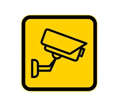 Security Camera Icon on Yellow Background for Safety and Surveillance Themes Illustrazione stock