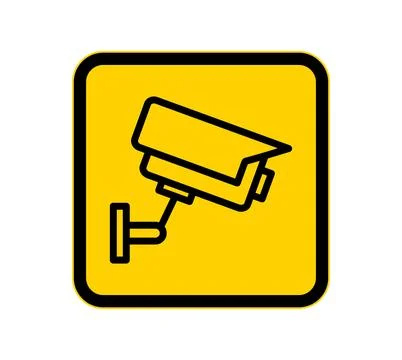 Security Camera Icon on Yellow Background for Surveillance Safety Awareness Stock Illustration