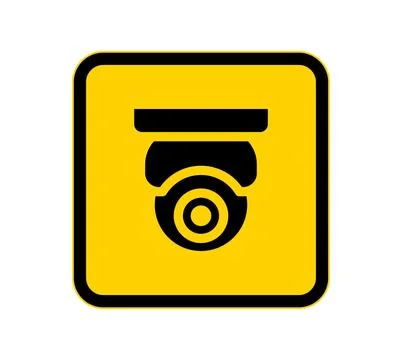 Security Camera Icon on Yellow Background for Surveillance and Protection Stock Illustration