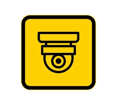 Security Camera Icon on Yellow Background for Safety and Surveillance Use Stock Illustration