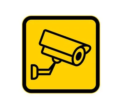 Security Camera Icon on Yellow Background for Surveillance and Safety Stock Illustration
