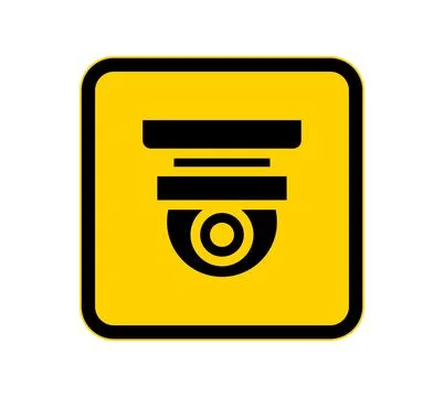 Security Camera Icon on Yellow Background for Surveillance and Safety Stock Illustration