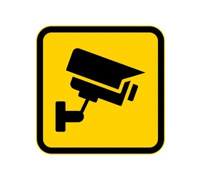 Security Camera Icon on Yellow Background for Surveillance Systems Illustrazione stock