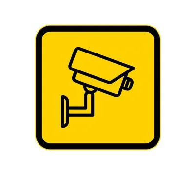 Security Camera Icon on Yellow Background for Safety and Surveillance Use Stock Illustration