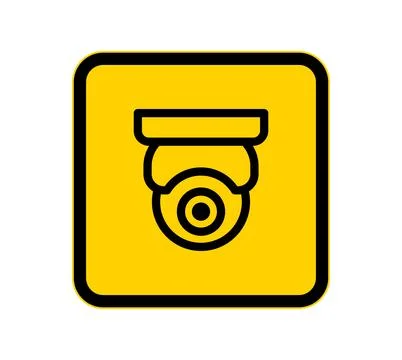 Security Camera Icon in Yellow Square Background for Safety Signage Stock Illustration