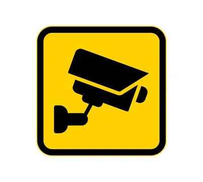 Security Camera Icon in Yellow Square Warning Sign Design 스톡 일러스트