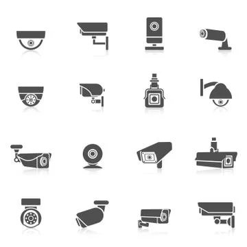 Security Camera Icons Stock Illustration