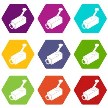 Security camera icons set 9 Stock Illustration