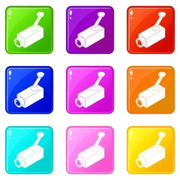 Security camera icons set 9 color collection Stock Illustration