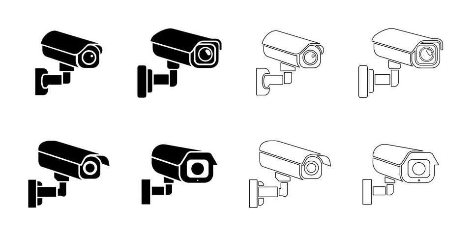 Security Camera icons set Stock Illustration
