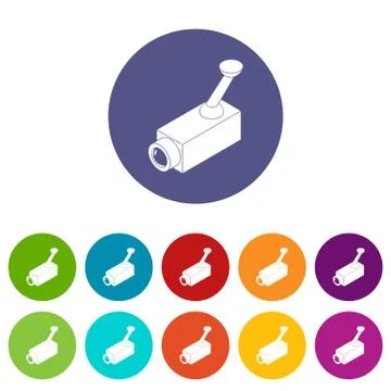 Security camera icons set vector color Stock Illustration