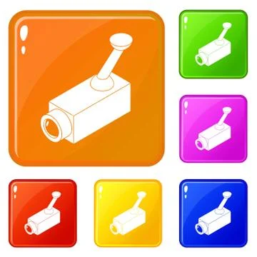 Security camera icons set vector color Stock Illustration