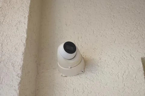 Security camera installation on an exterior wall Stock Photos
