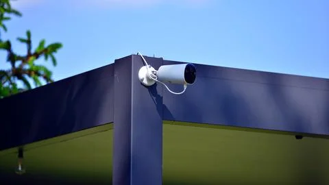 Security camera installed in the garden Stock Photos