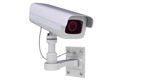 Security camera, isolated on white background, alpha matte included Stock Footage 46319399