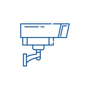 Security camera line icon concept. Security camera flat vector symbol, sign Stock Illustration
