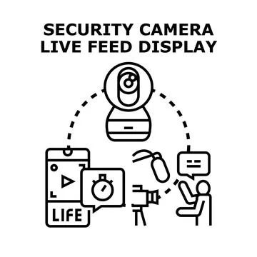 Security camera live streaming technology connecting devices Stock Illustration