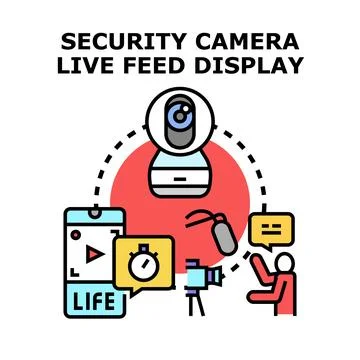 Security camera live streaming technology connecting devices Stock Illustration