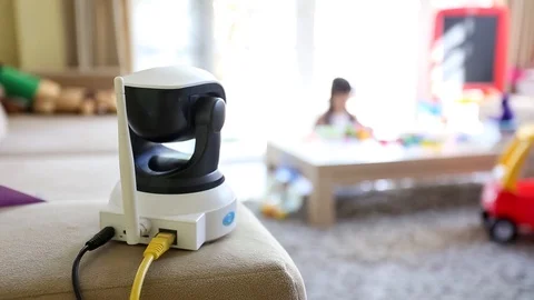 Security camera on living room. IP Camera Stock Footage 94960537