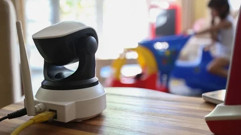 Security camera on living room. IP Camera Stock Footage 94960548