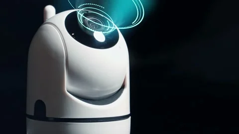 Security camera looking and scanning at home. Artificial intelligence and survei Video stock 167291998