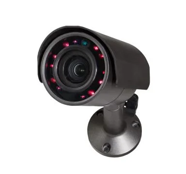 Security camera with luminous backlight. Isolated on white background Foto stock