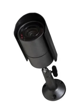 Security camera with luminous backlight. Isolated on the white background Stock Photos