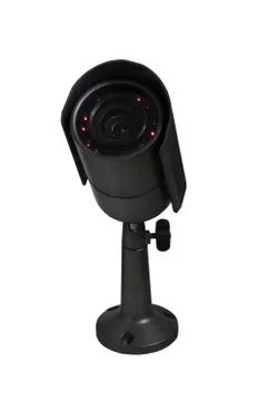 Security camera with luminous backlight. Isolated over the white background Stock Photos