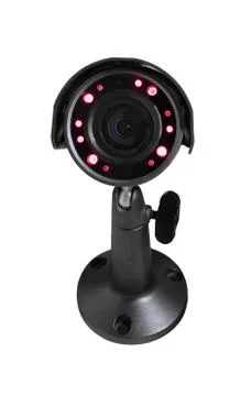 Security camera with luminous backlight. Isolated over a white background Stock Photos