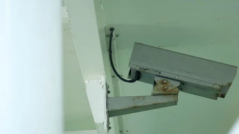 Security camera monitors the ferry's car parking bays. PAN RIGHT. Stock Footage 105553900