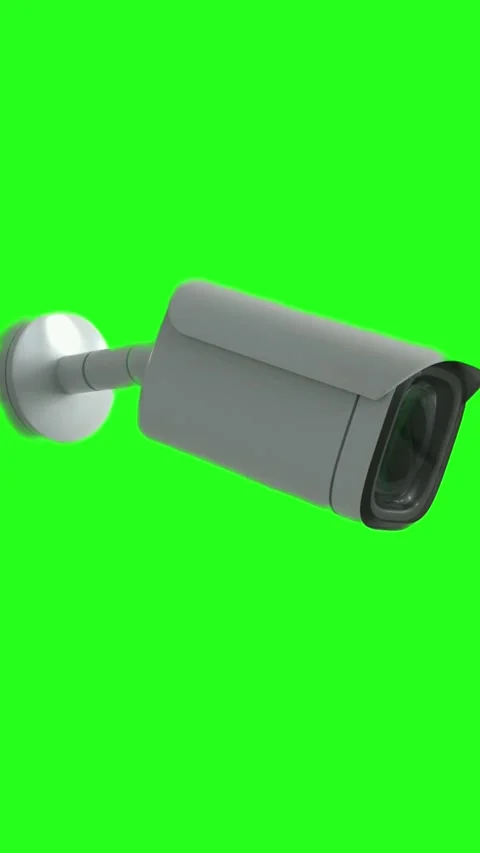 Security camera moving on green screen background for chroma key Stock Footage 326281324