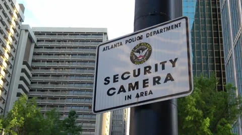 Security Camera observation sign in the streets of Atlanta Video stock 63298991