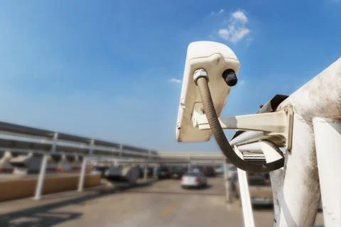 Security camera or cctv at car park Stock Photos