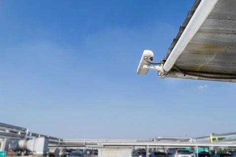 Security camera or cctv at car park Stock Photos