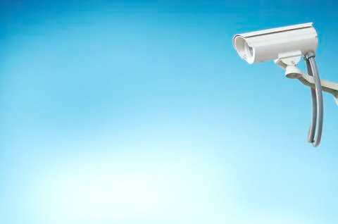 Security camera or cctv on digital background Ilustración de archivo