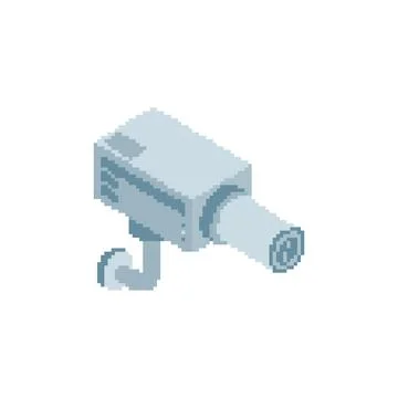 Security camera pixel art. 8 bit Videcam pixelated. Vector illustration Illustrazione stock