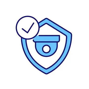 Security camera properly installed RGB color icon Stock Illustration