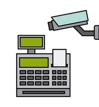 Security camera with register machine Stock Illustration