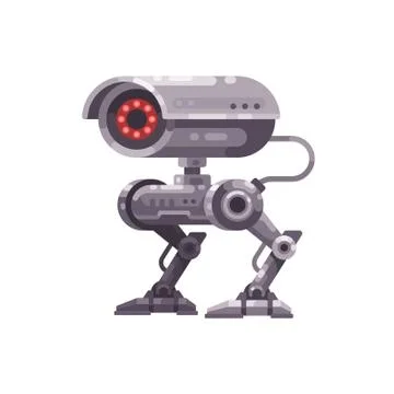 Security camera robot flat illustration Stock Illustration