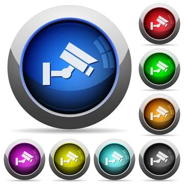 Security camera round glossy buttons 스톡 일러스트