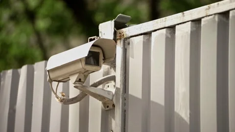 Security camera. scanning the territory for security purposes. CCTV camera. Stock Footage 161756019