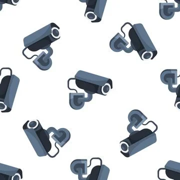 Security camera seamless pattern providing constant surveillance Illustrazione stock
