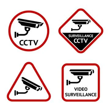 Security camera, set sticky labels Illustrazione stock