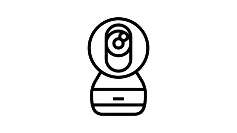 Security camera smart home line icon animation Stock Footage 326125490