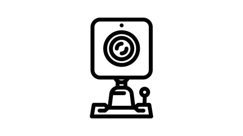 Security camera smart home line icon animation Stock Footage 326748570