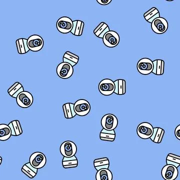 Security camera smart home vector seamless pattern Illustrazione stock